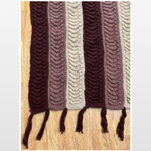 Vintage Hand Crochet Striped Home Blanket - Picture 9 of 15